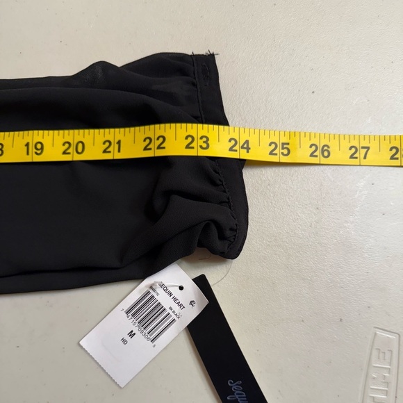 Sequin Hearts Black Dress with Embellished Shoulders - Picture 8 of 8